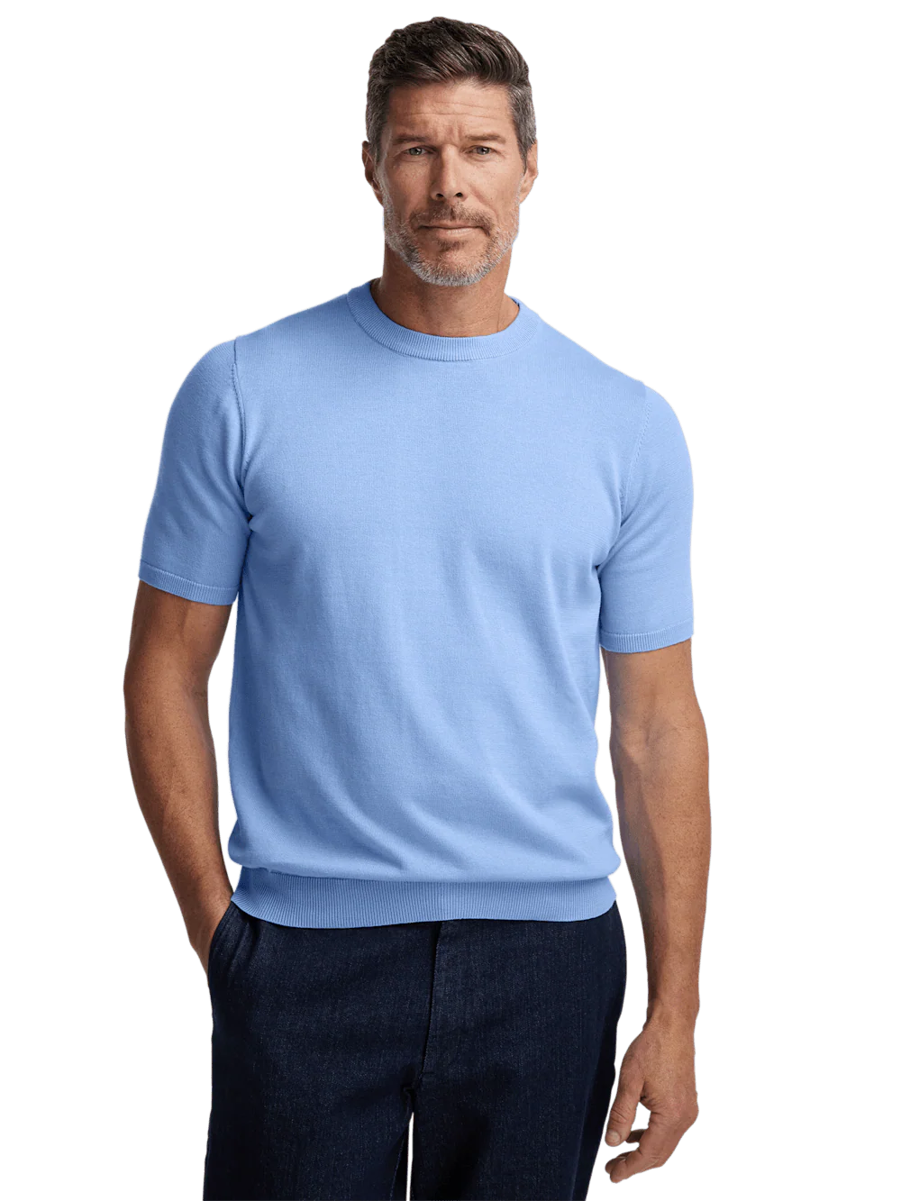 Supima Cotton Crew Neck Sweater - Blue - Image 2