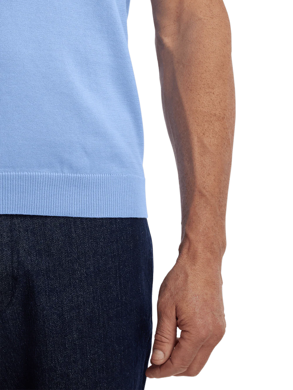 Supima Cotton Crew Neck Sweater - Blue - Image 4