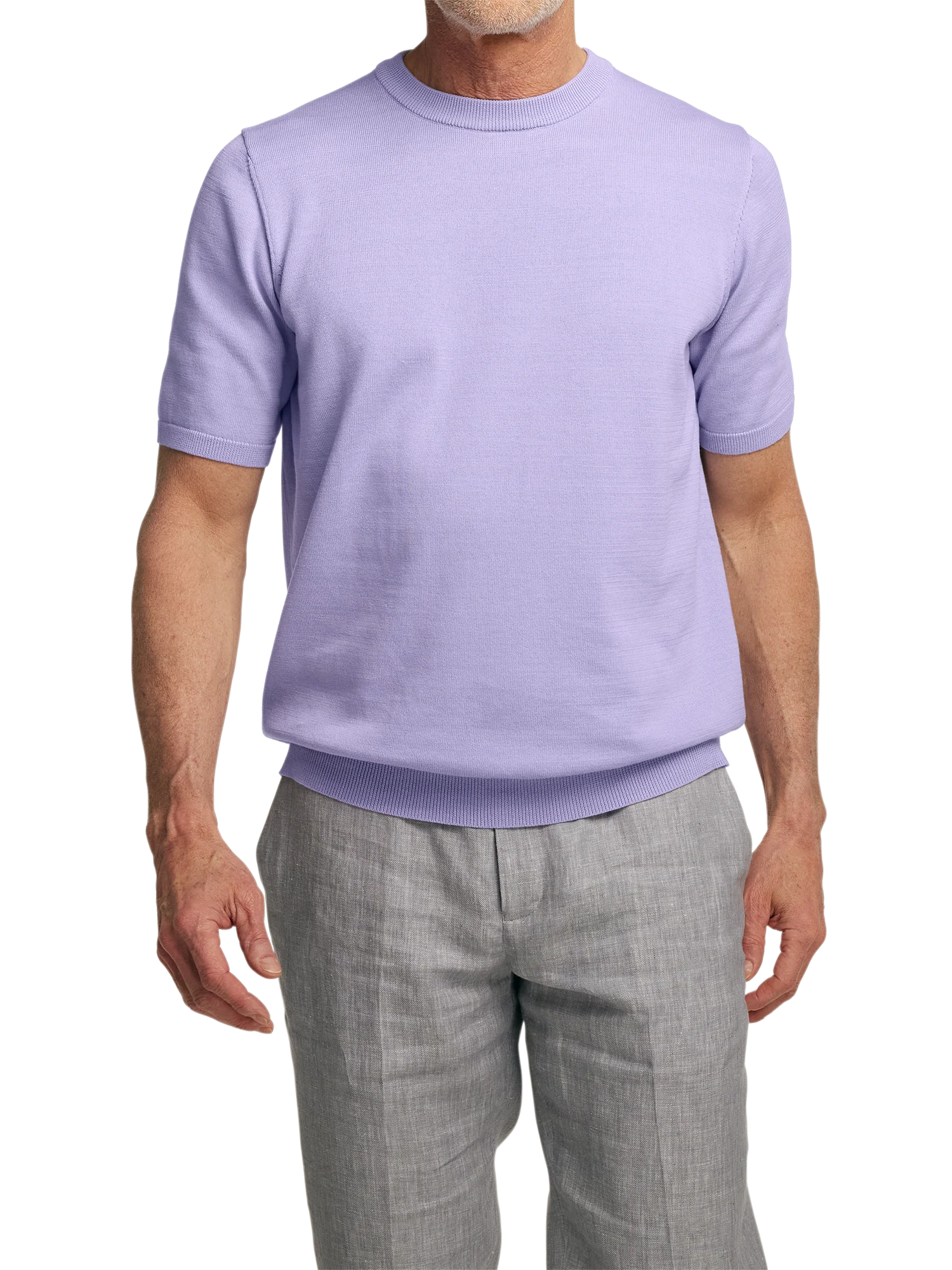 Supima Cotton Crew Neck Sweater - Lavender - Image 2