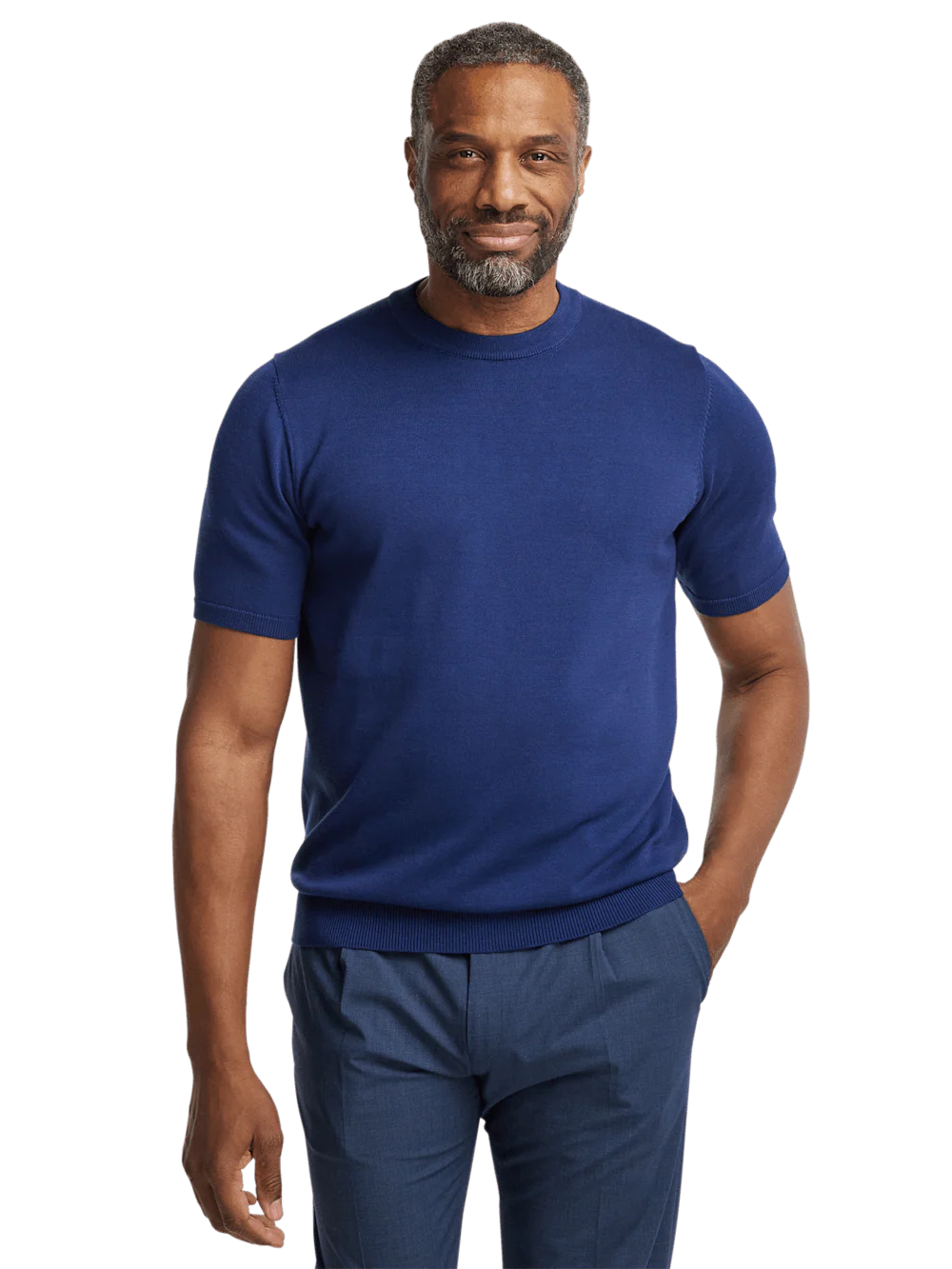 Supima Cotton Crew Neck Sweater - Navy - Image 2