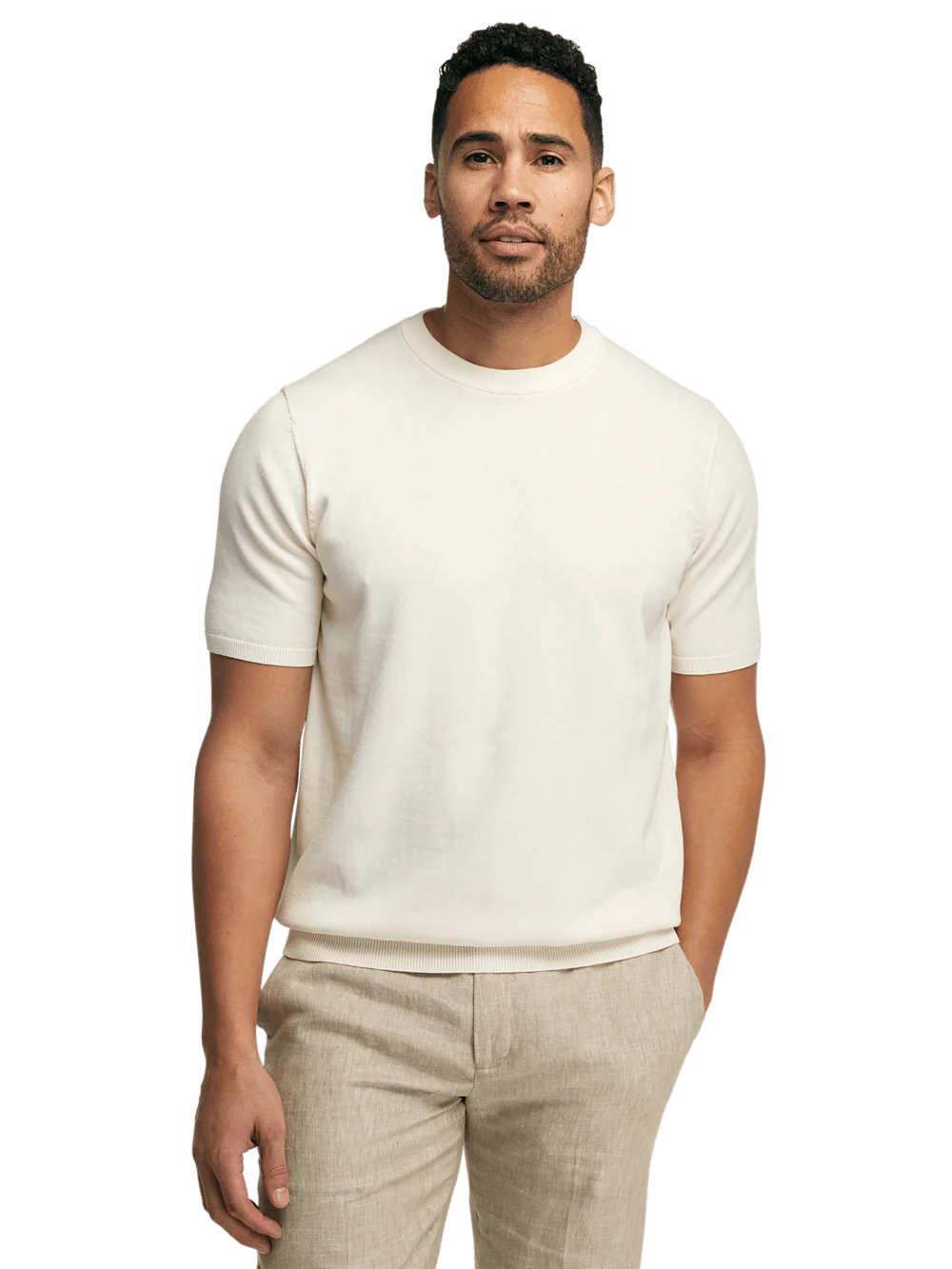 Supima Cotton Crew Neck Sweater - Off White - Image 2