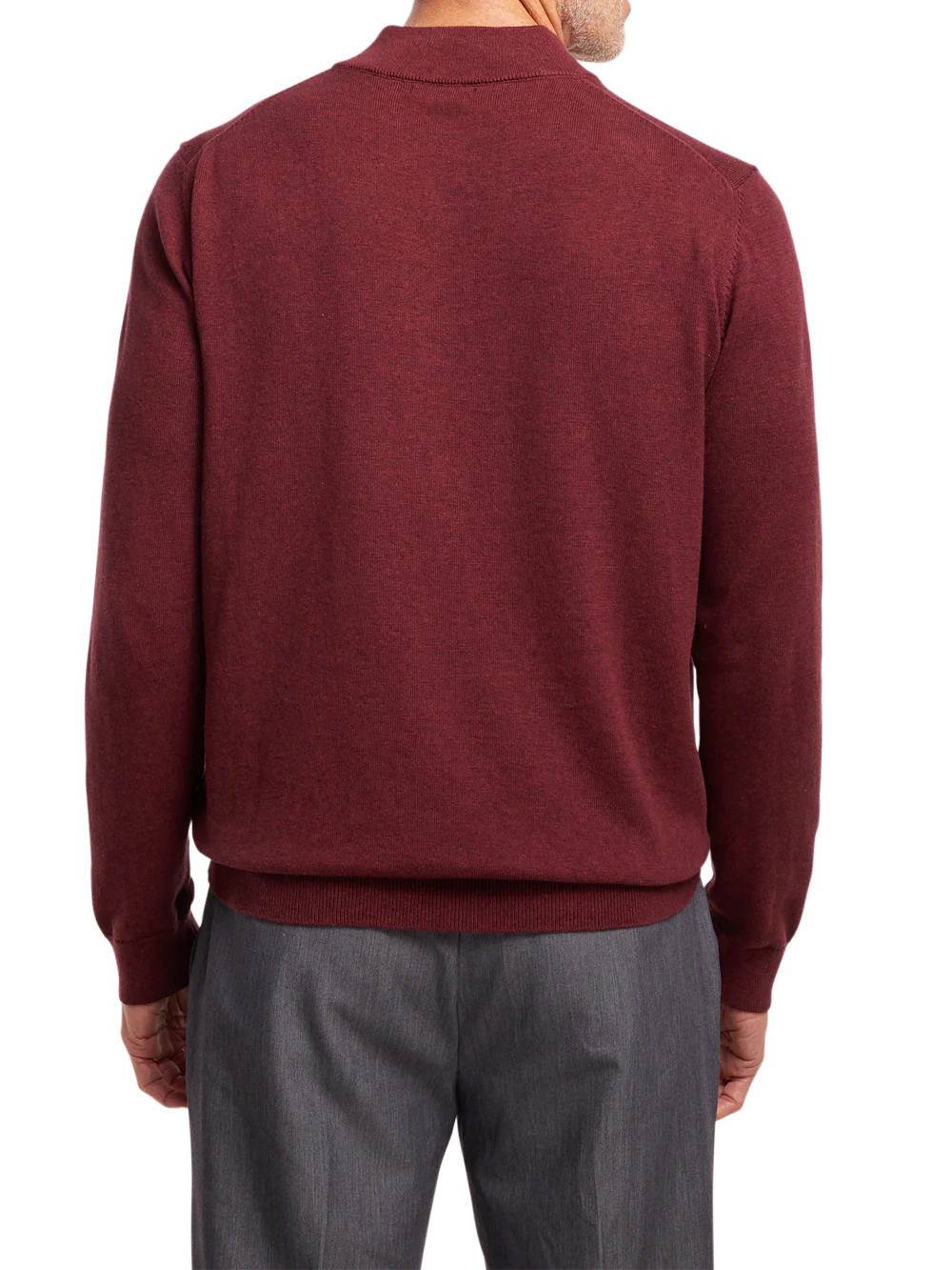 Supima Cotton Four Button Mock Neck Sweater - Burgundy - Image 5