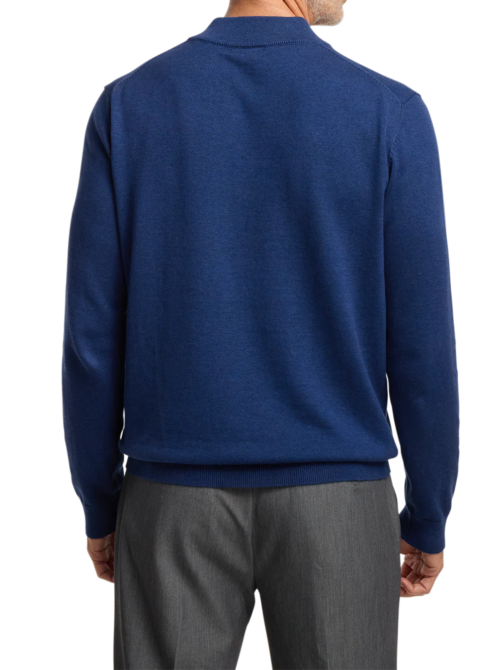 Supima Cotton Four Button Mock Neck Sweater - Dark Blue - Image 5
