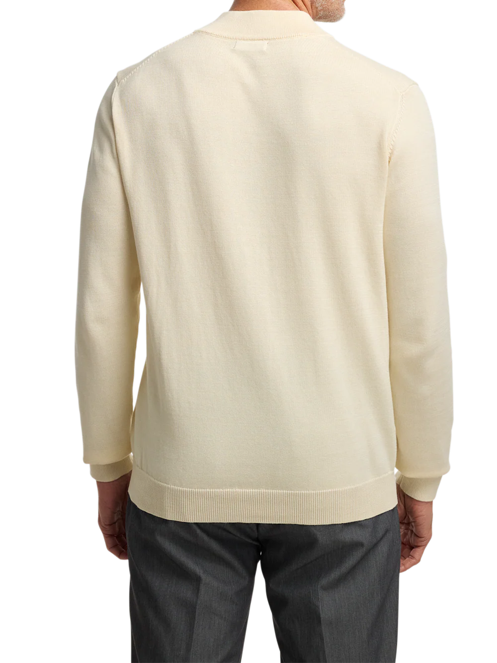 Supima Cotton Four Button Mock Neck Sweater - Ivory - Image 5