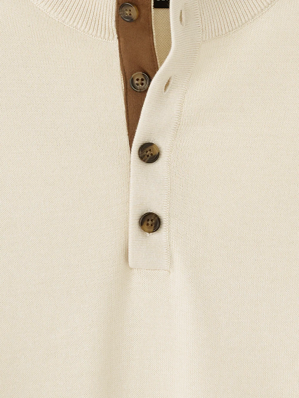 Supima Cotton Four Button Mock Neck Sweater - Ivory - Image 6