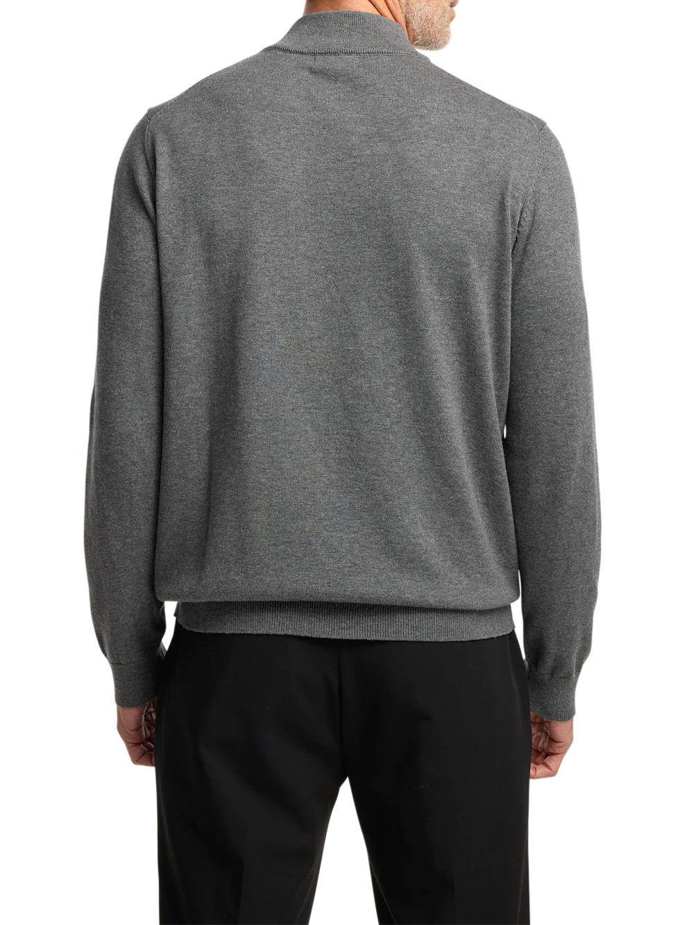 Supima Cotton Four Button Mock Neck Sweater - Medium Grey - Image 5