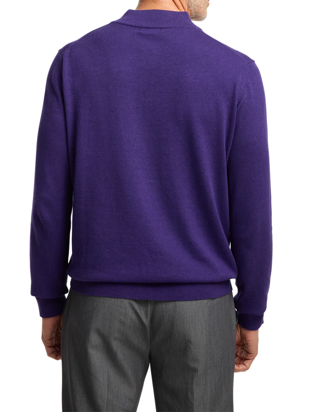 Supima Cotton Four Button Mock Neck Sweater - Plum - Image 5