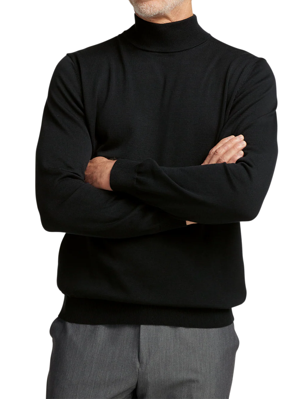 Supima Cotton Mock Neck Sweater - Black - Image 2