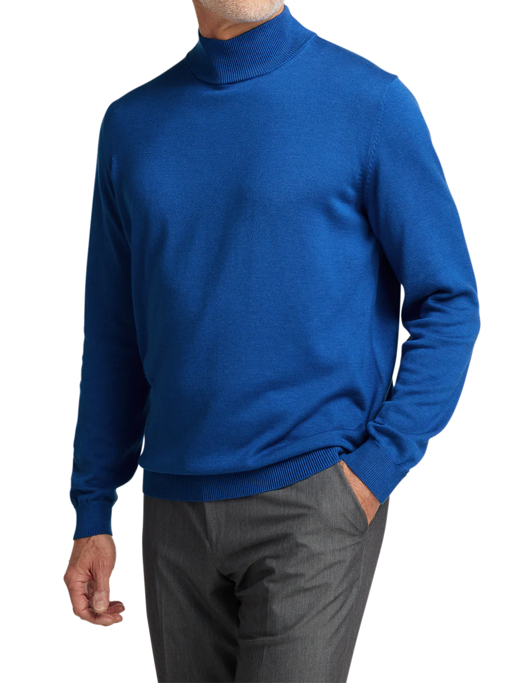 Supima Cotton Mock Neck Sweater - Blue - Image 2