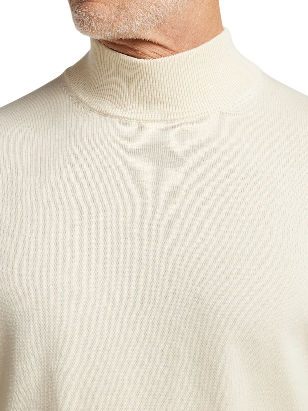 Supima Cotton Mock Neck Sweater - Ivory - Image 3