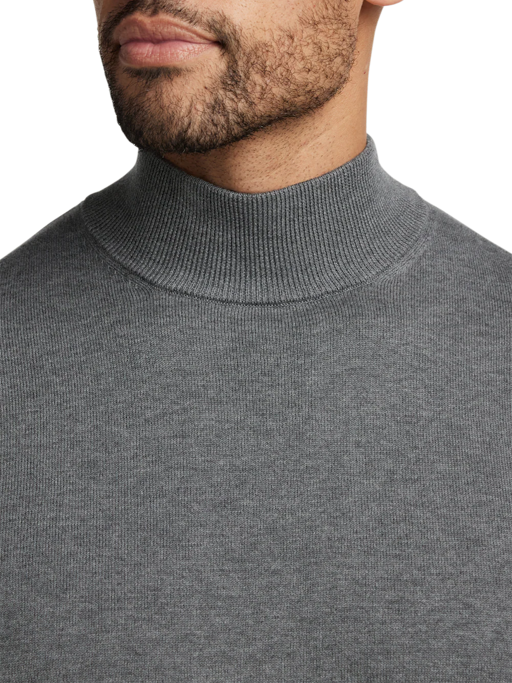 Supima Cotton Mock Neck Sweater - Medium Grey - Image 3