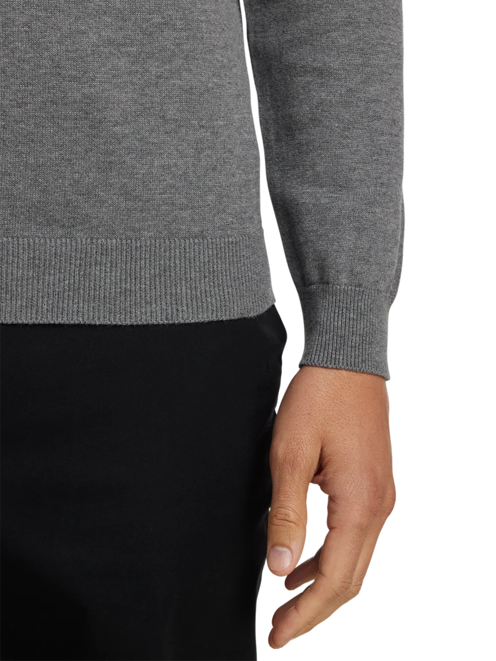 Supima Cotton Mock Neck Sweater - Medium Grey - Image 4