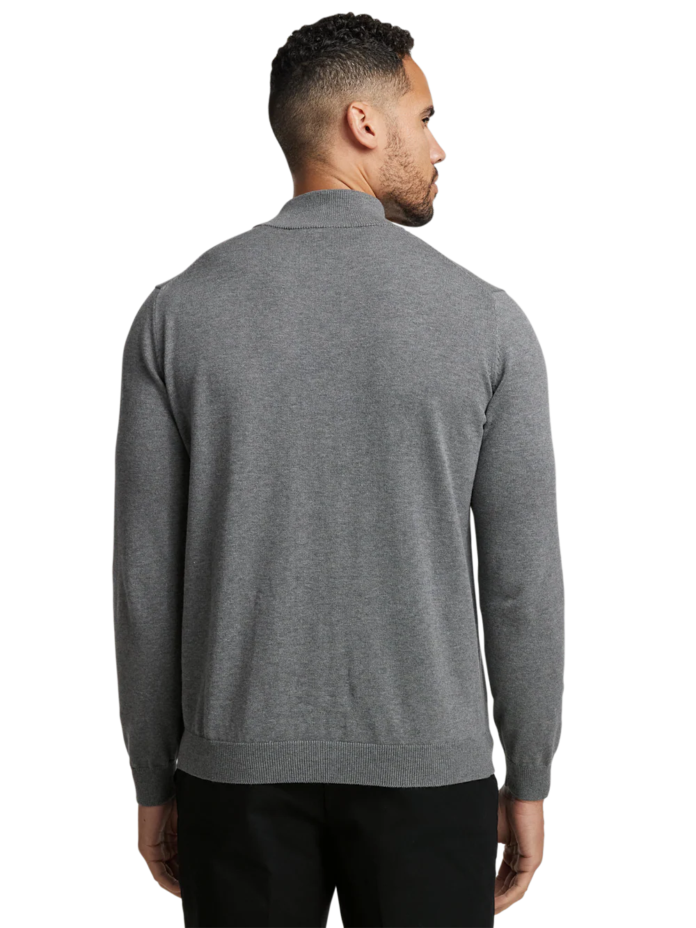 Supima Cotton Mock Neck Sweater - Medium Grey - Image 5