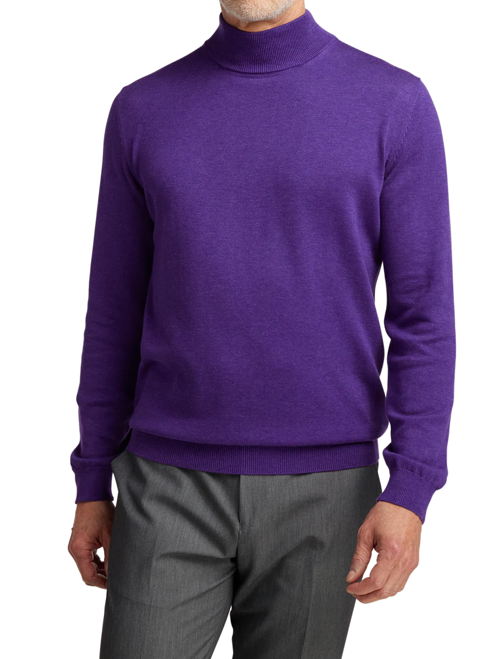 Supima Cotton Mock Neck Sweater - Purple - Image 2