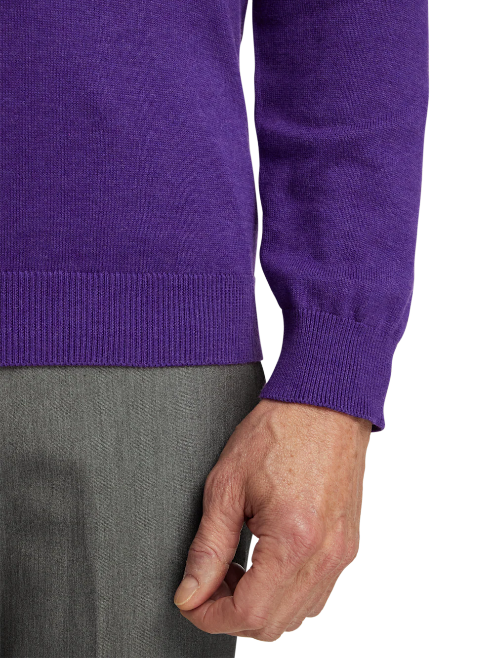 Supima Cotton Mock Neck Sweater - Purple - Image 4