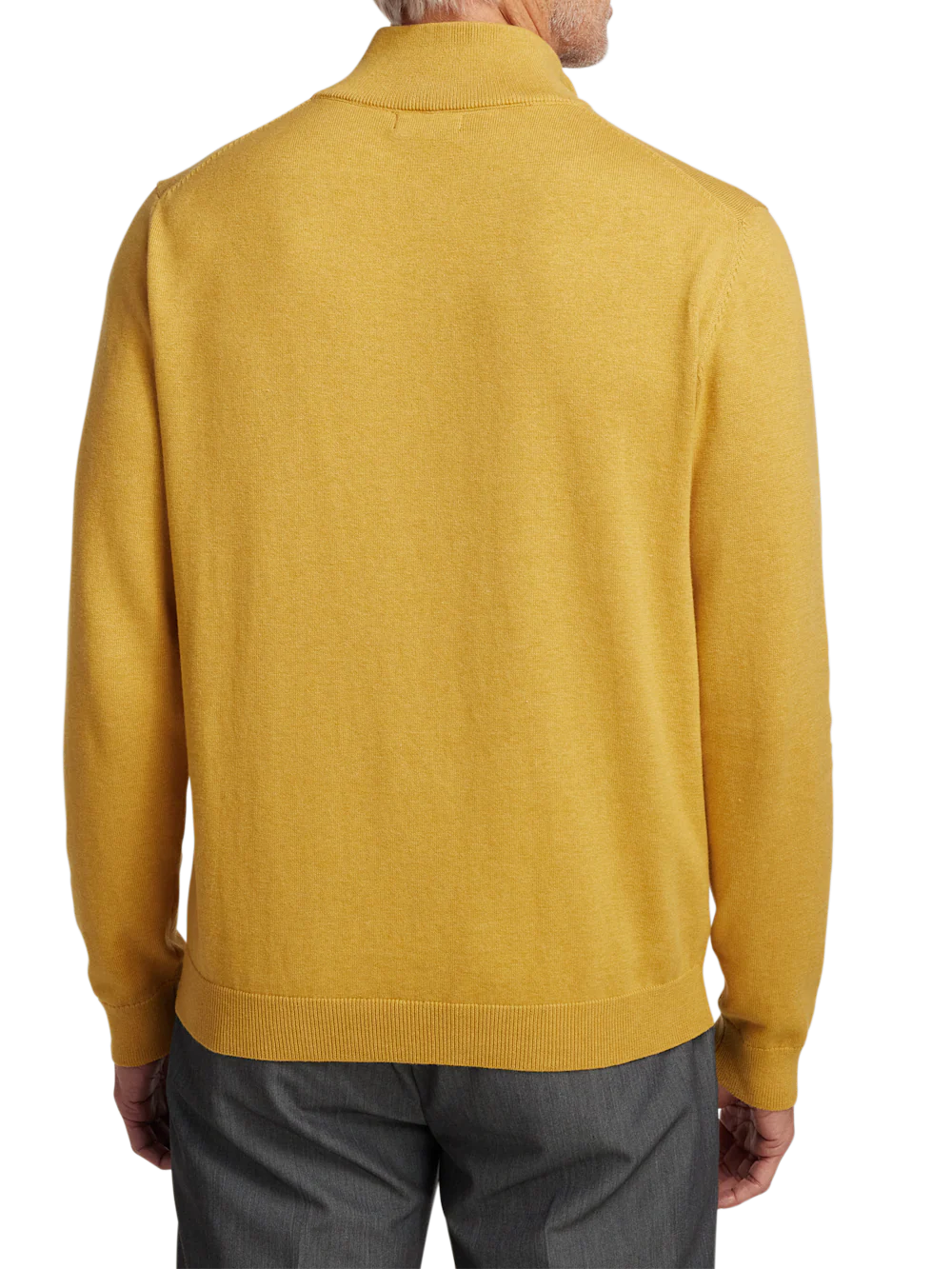 Supima Cotton Quarter Zip Mock Neck Sweater - Mustard - Image 5