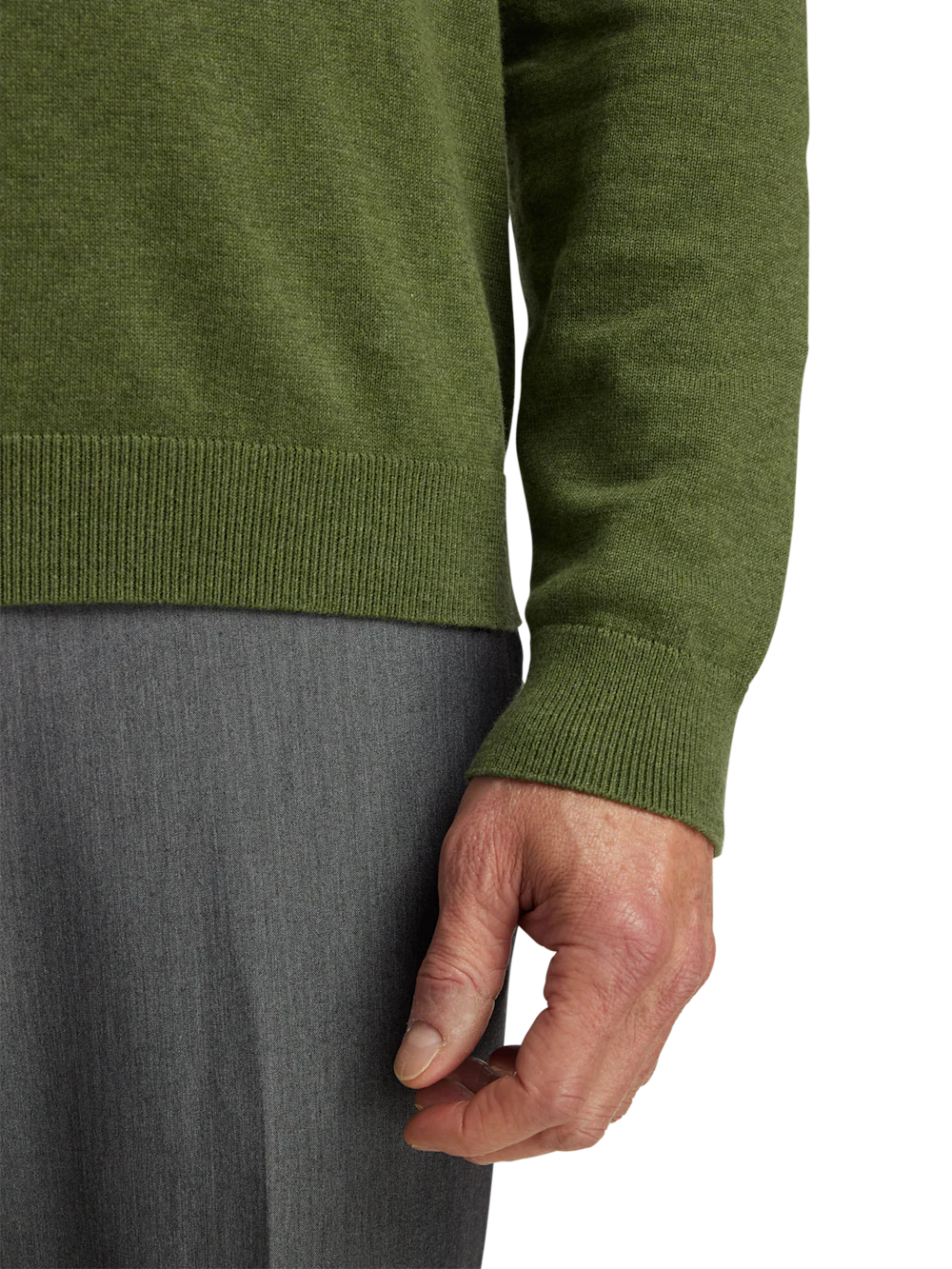 Supima Cotton Quarter Zip Mock Neck Sweater - Olive - Image 4