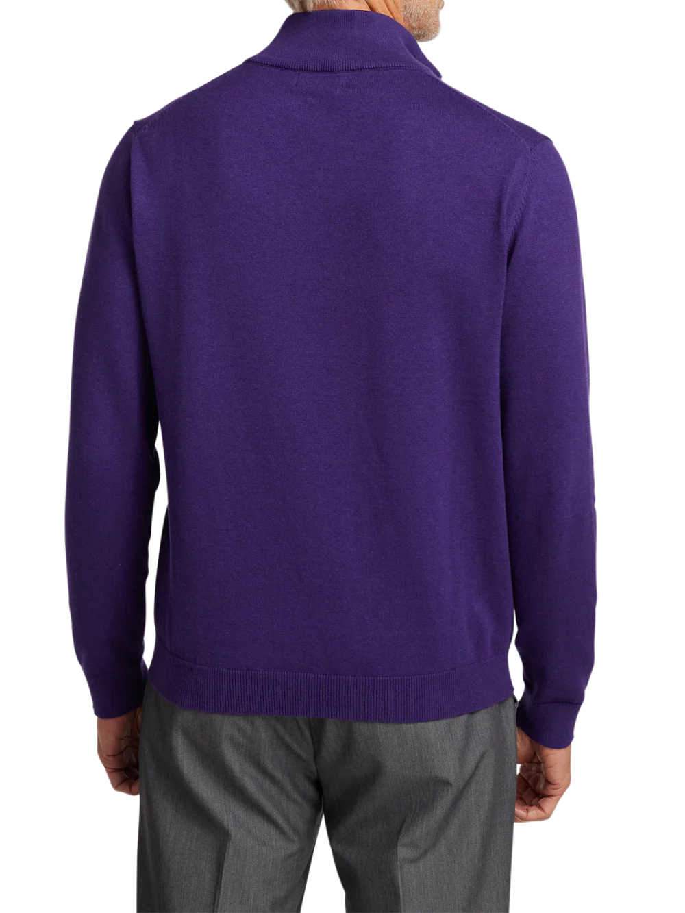 Supima Cotton Quarter Zip Mock Neck Sweater - Plum - Image 5