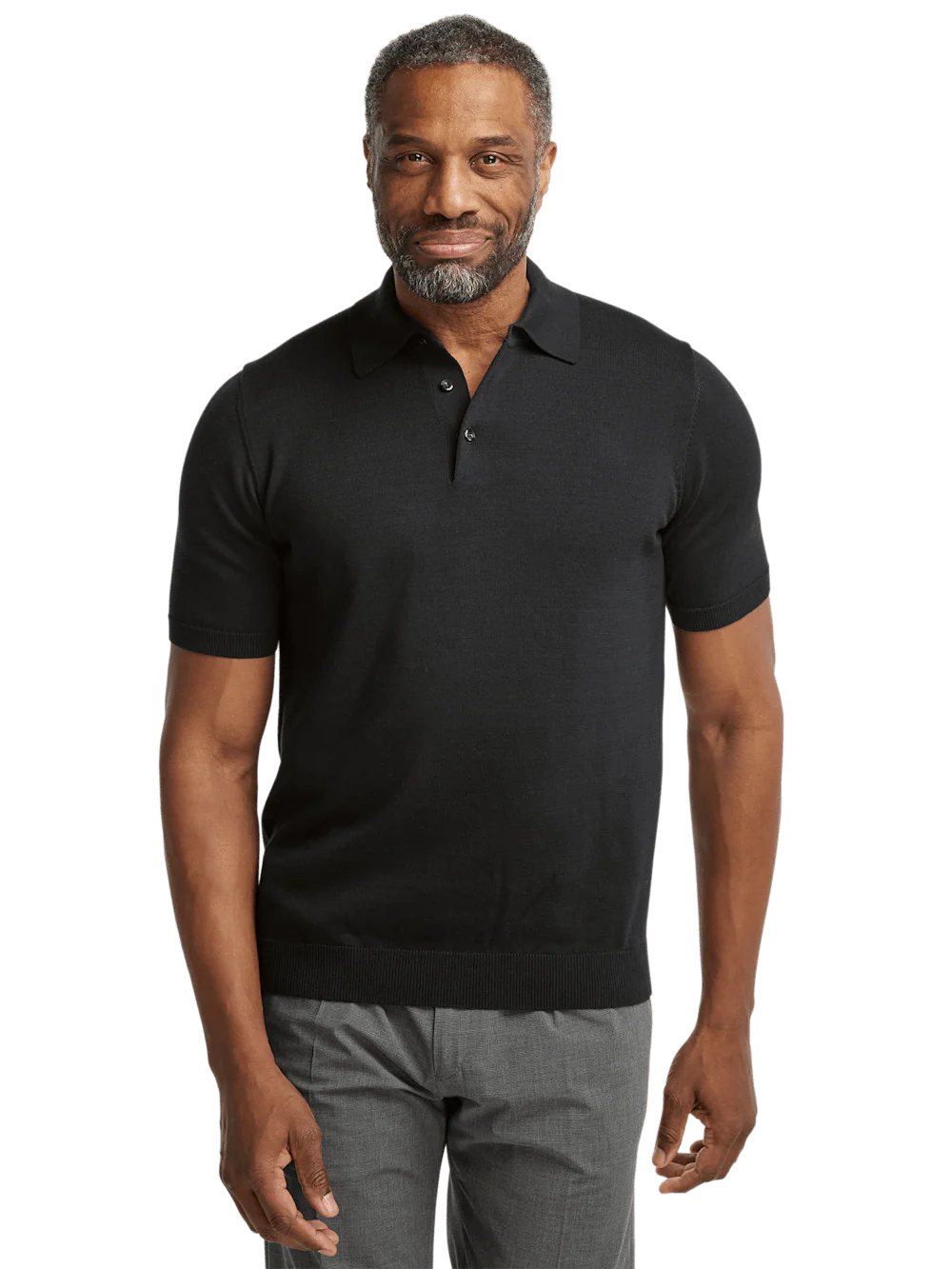 Supima Cotton Three Button Polo - Black - Image 2