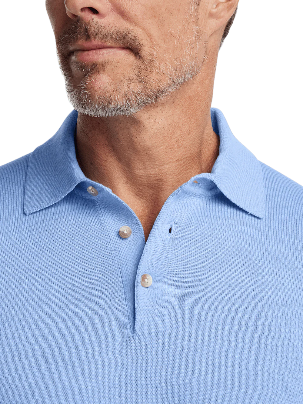 Supima Cotton Three Button Polo - Blue - Image 3