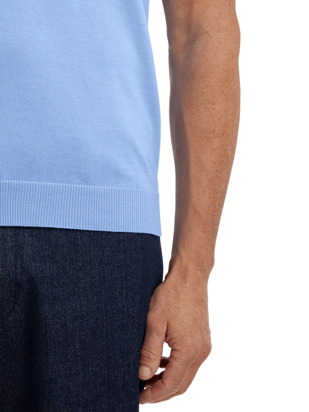 Supima Cotton Three Button Polo - Blue - Image 4