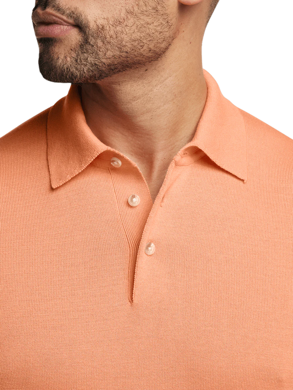 Supima Cotton Three Button Polo - Coral - Image 3