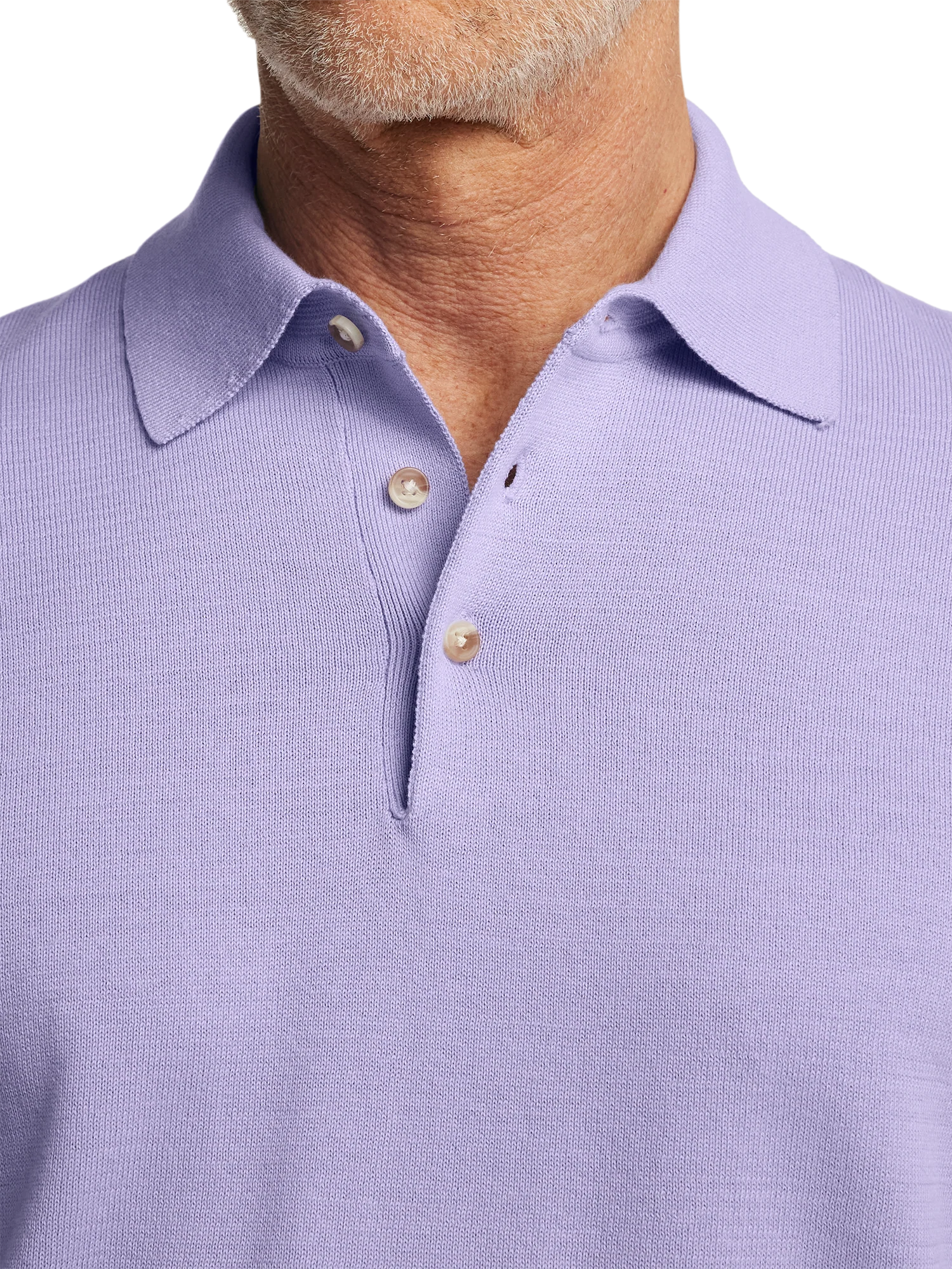 Supima Cotton Three Button Polo - Lavender - Image 3