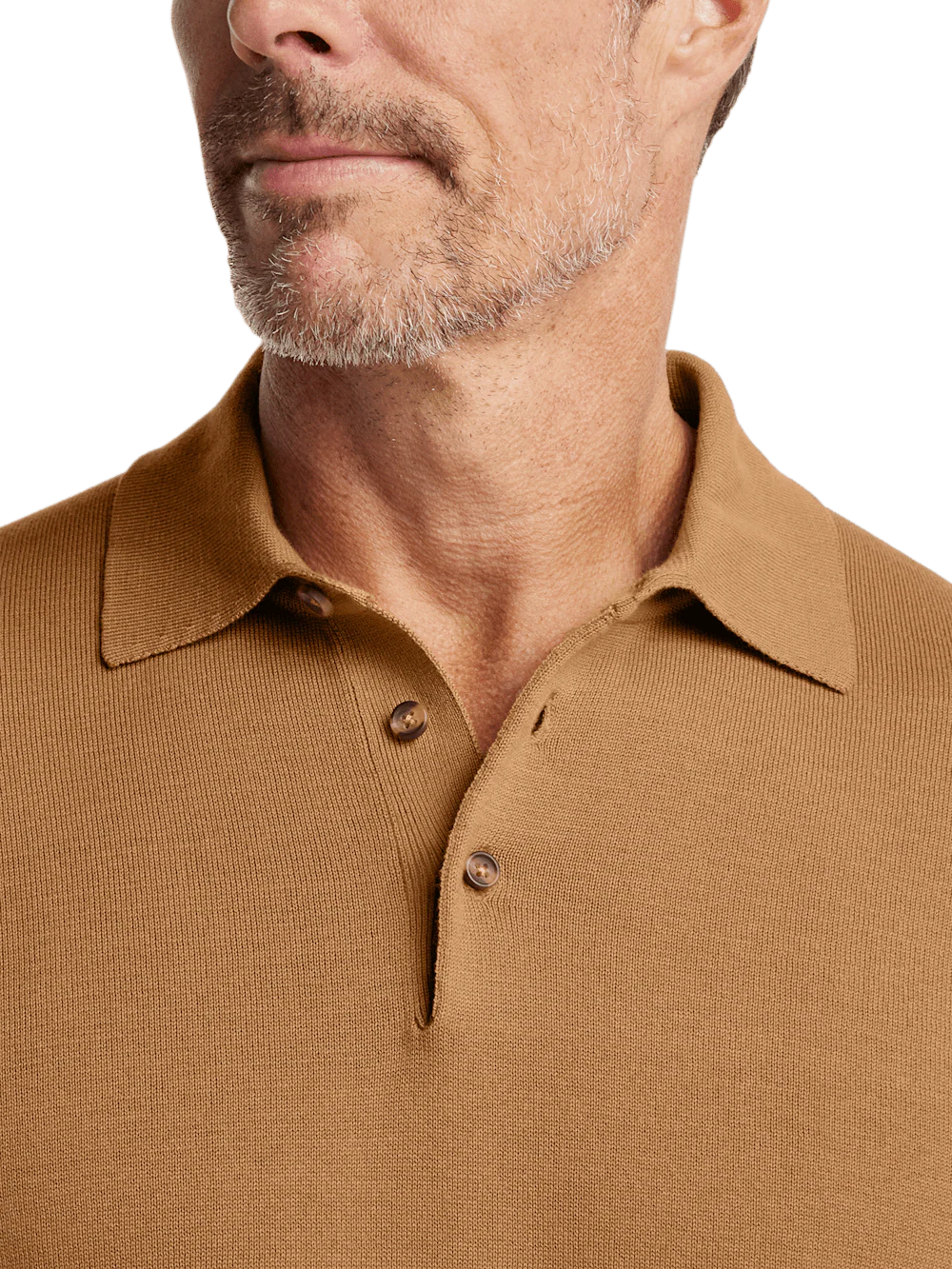 Supima Cotton Three Button Polo - Light Brown - Image 3