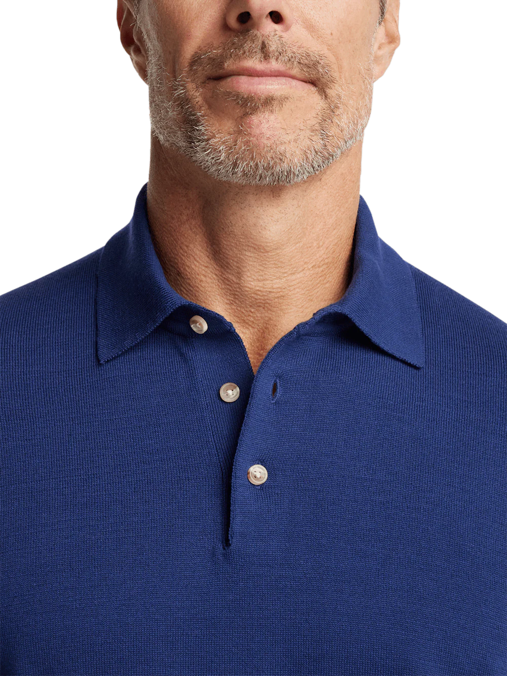 Supima Cotton Three Button Polo - Navy - Image 3