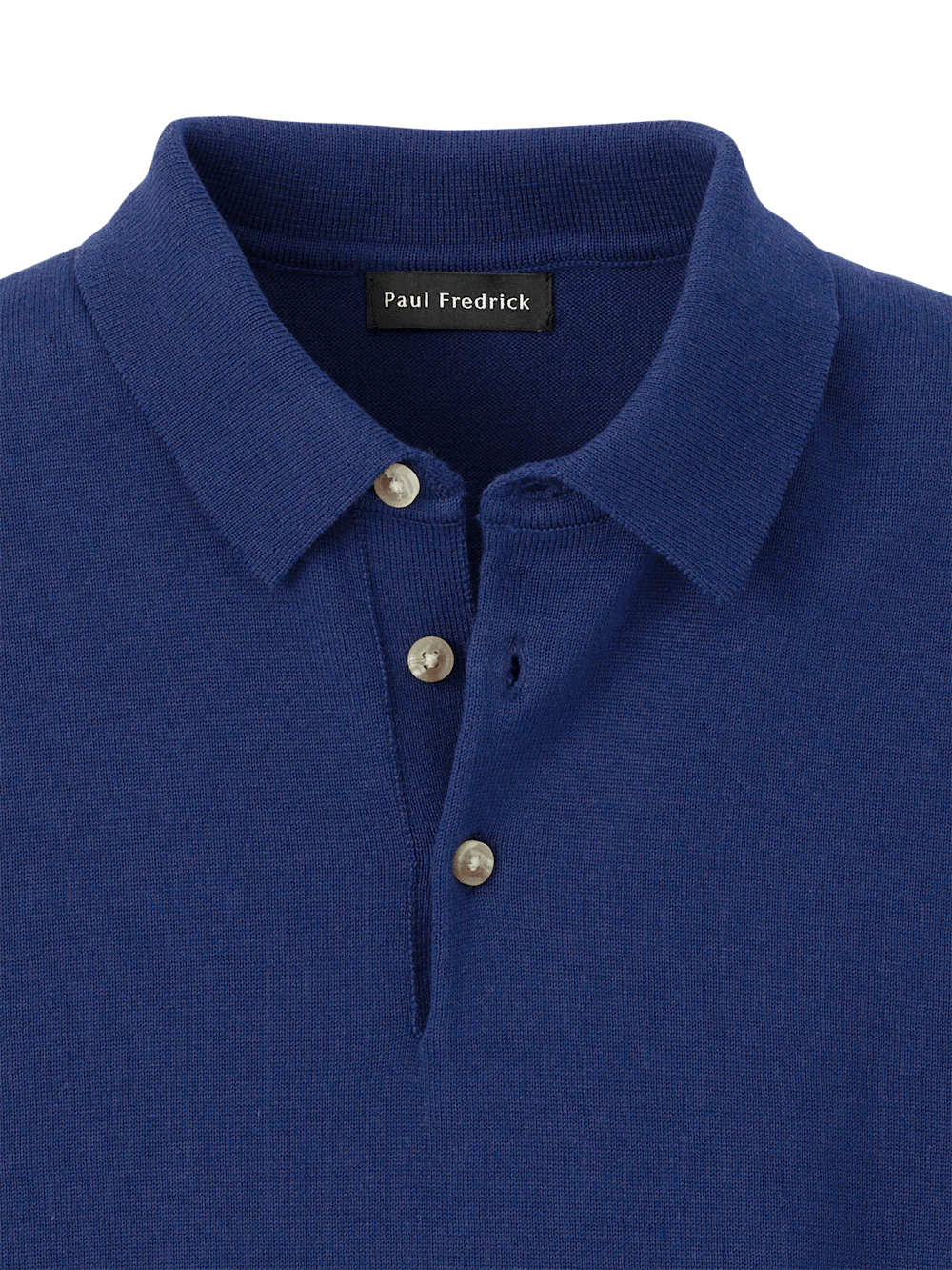 Supima Cotton Three Button Polo - Navy - Image 6