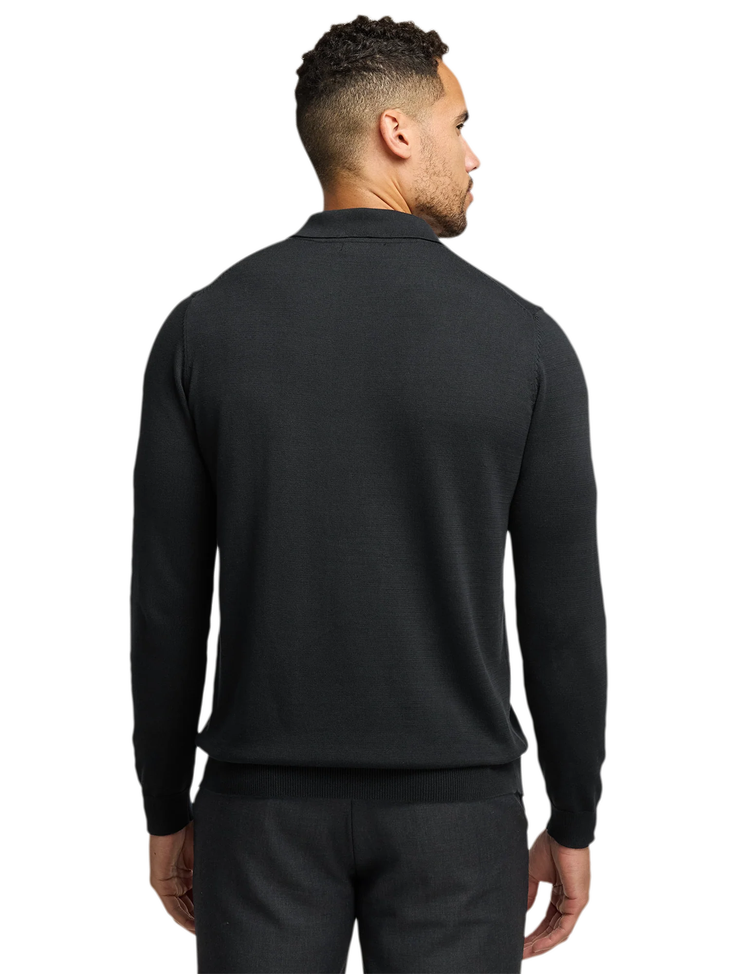 Supima Cotton Three Button Polo - Black - Image 5
