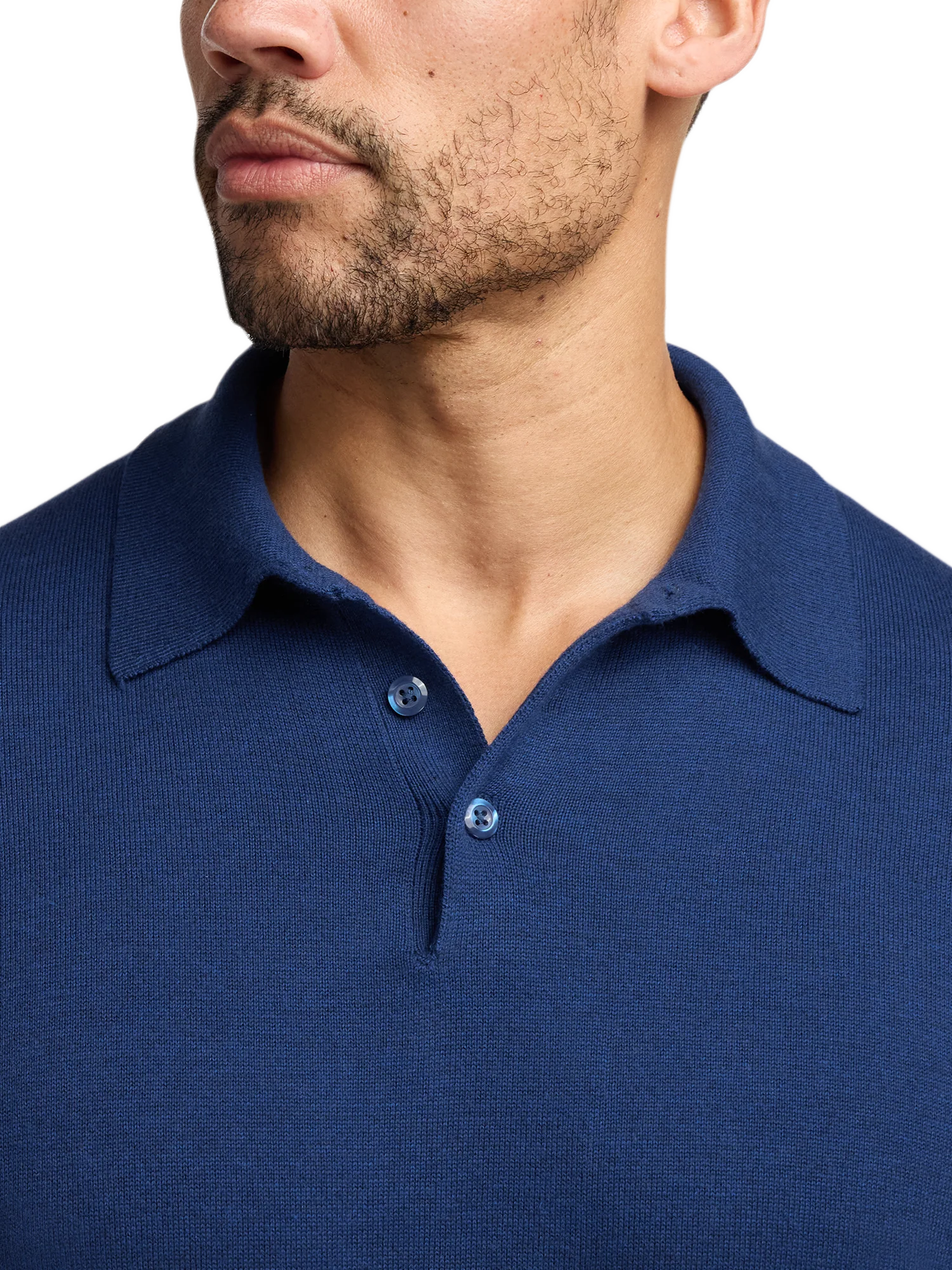 Supima Cotton Three Button Polo - Dark Blue - Image 3