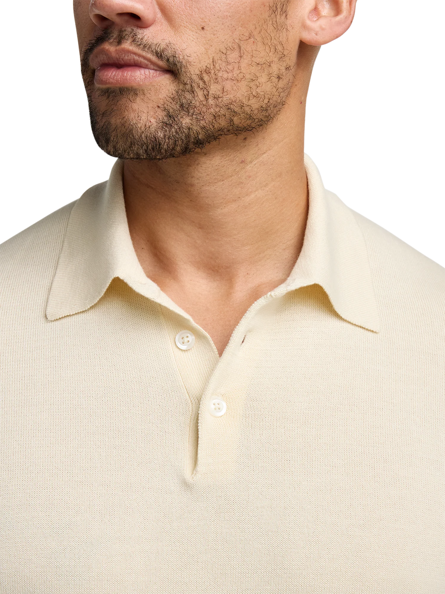 Supima Cotton Three Button Polo - Ivory - Image 3