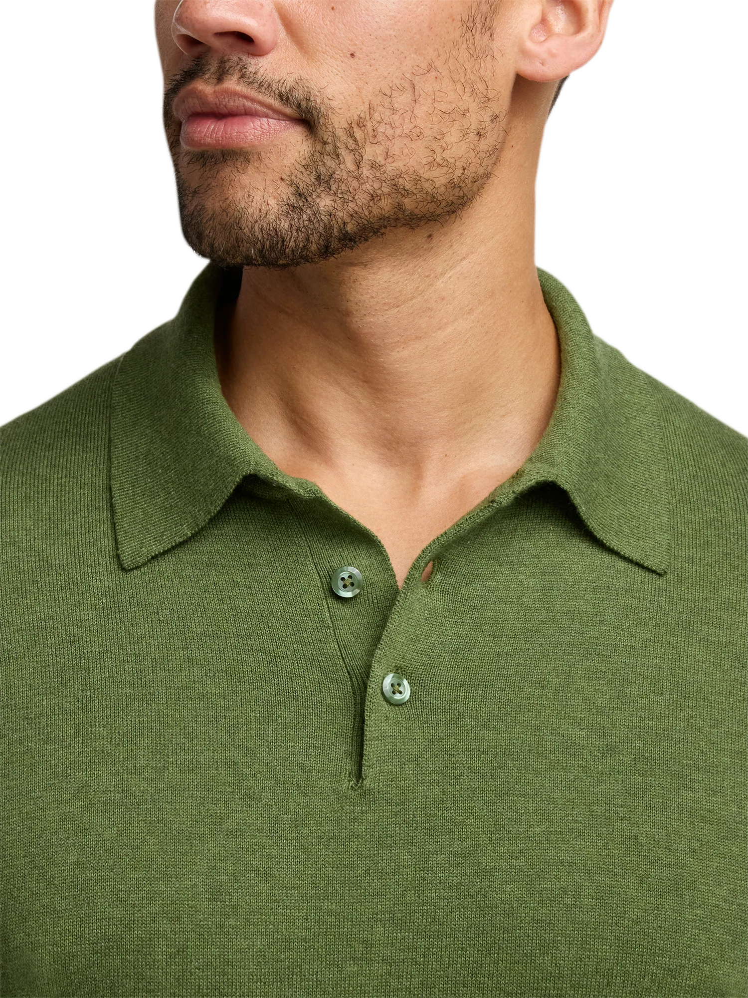 Supima Cotton Three Button Polo - Olive - Image 3