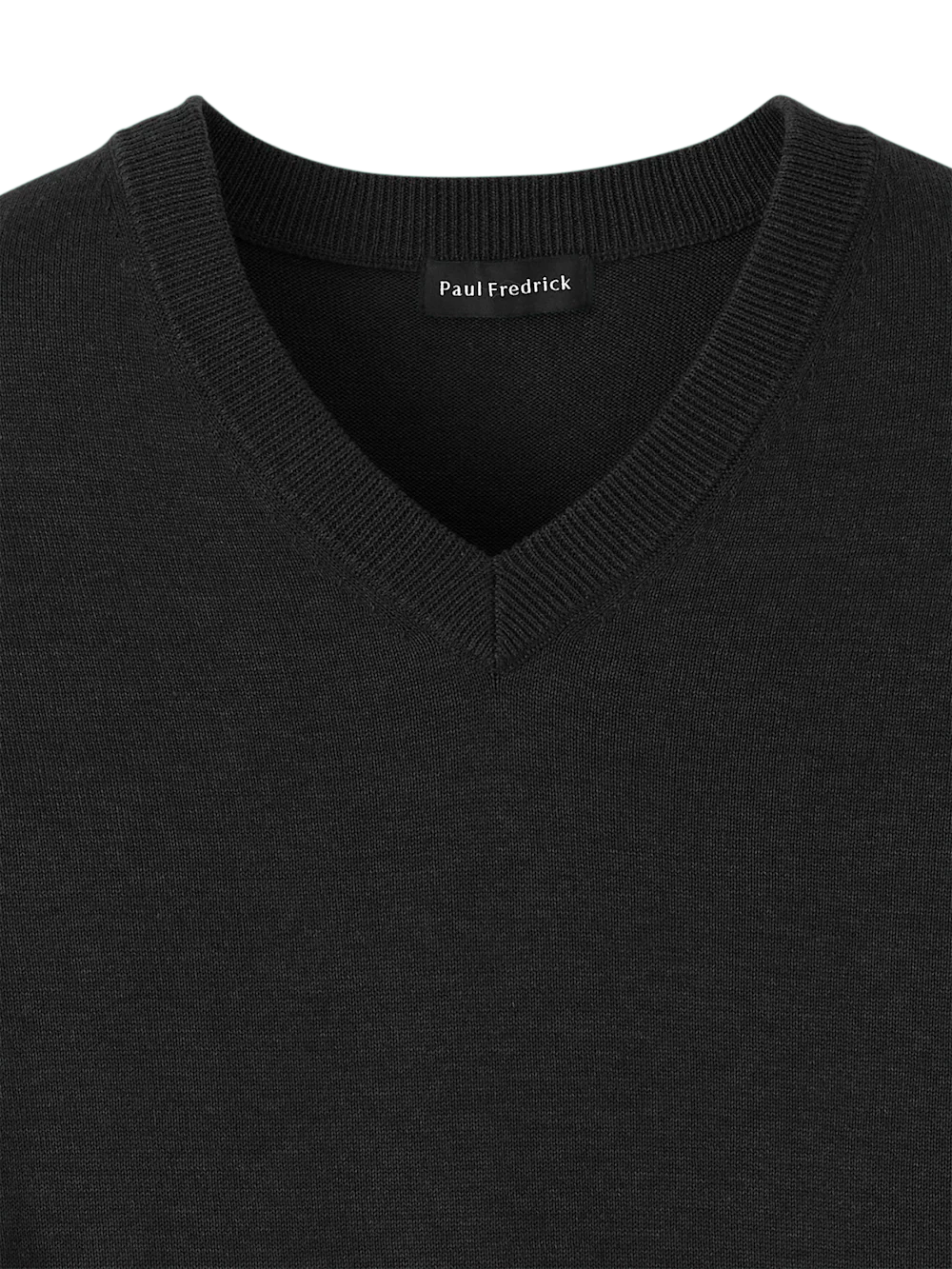 Supima Cotton V-neck Sweater - Black - Image 6
