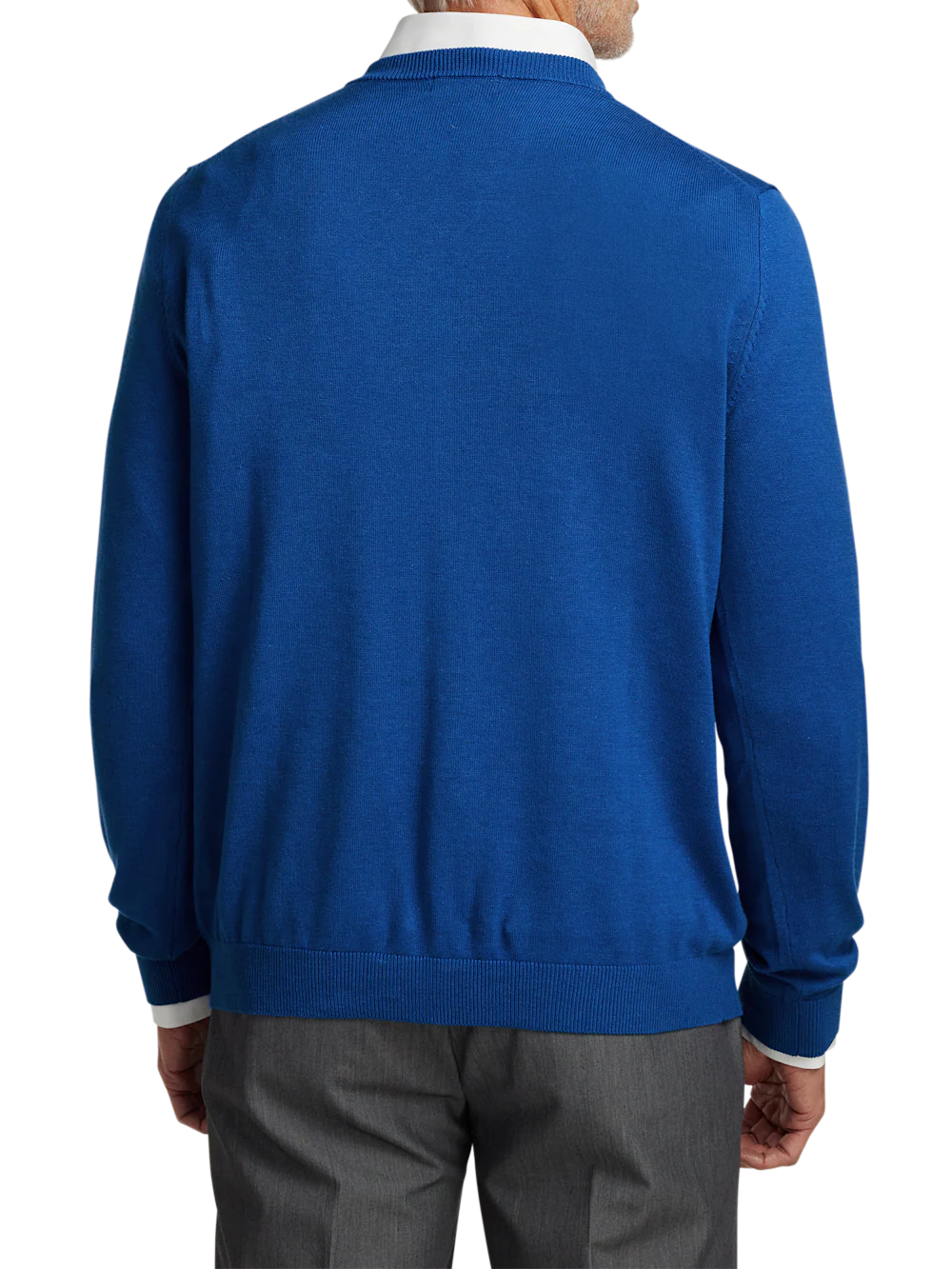 Supima Cotton V-neck Sweater - Blue - Image 5
