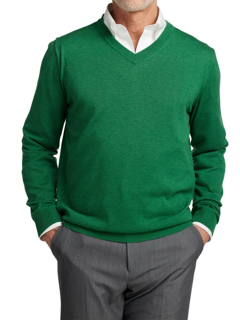 Supima Cotton V-neck Sweater - Green - Image 2