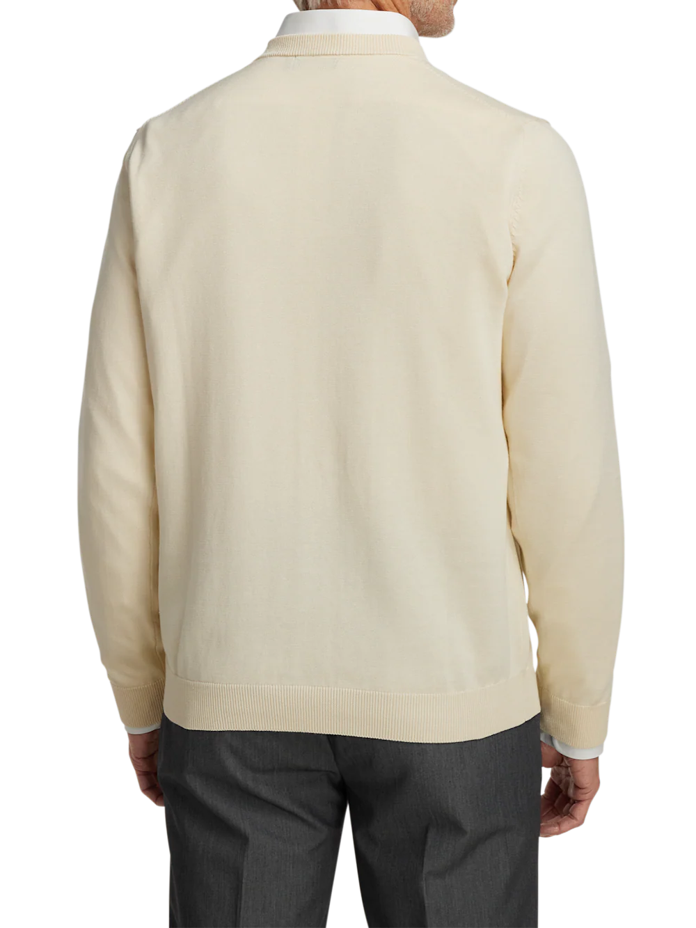 Supima Cotton V-neck Sweater - Ivory - Image 5