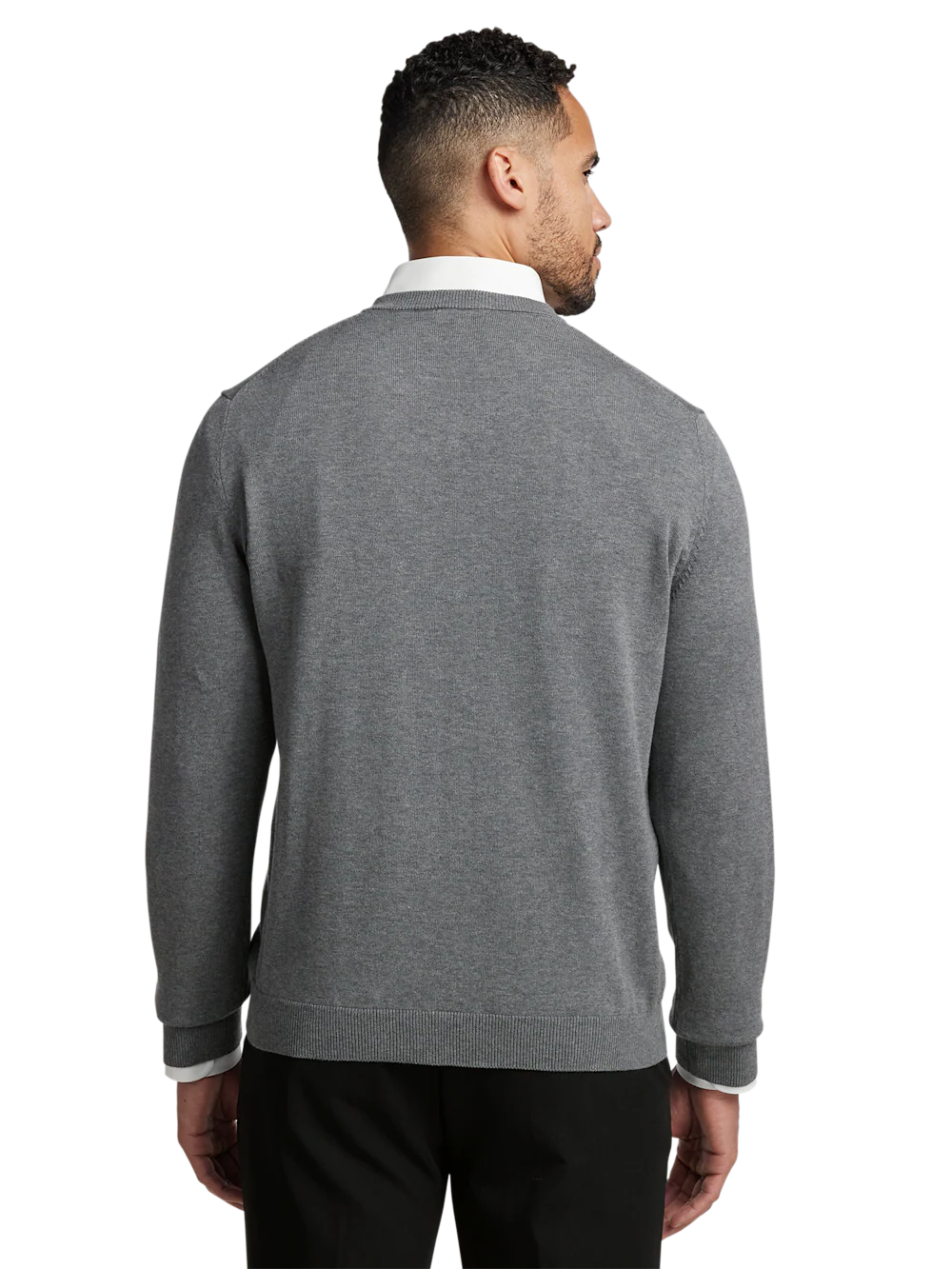 Supima Cotton V-neck Sweater - Medium Grey - Image 5