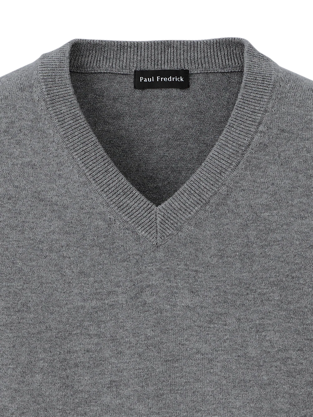 Supima Cotton V-neck Sweater - Medium Grey - Image 6