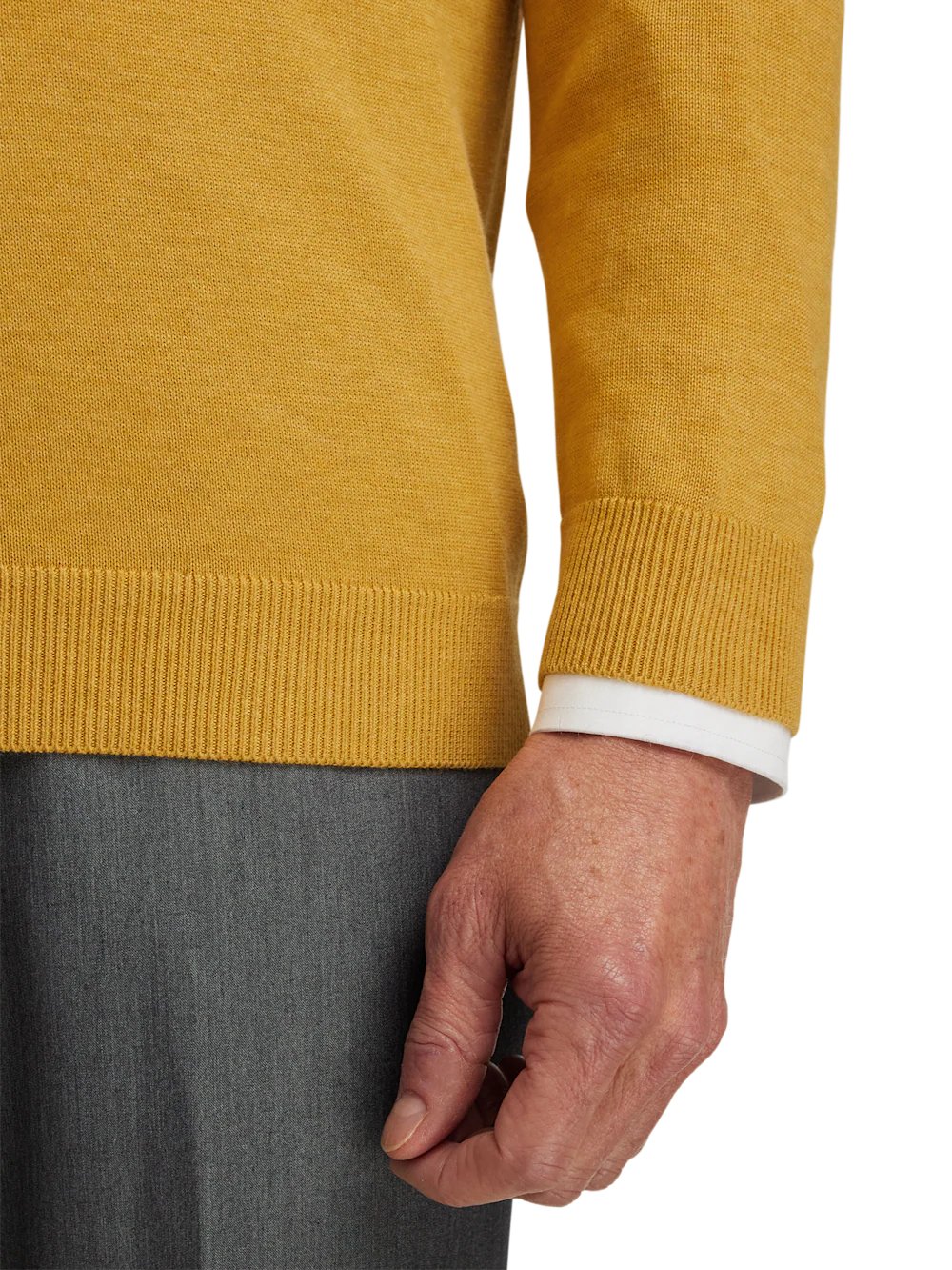 Supima Cotton V-neck Sweater - Mustard - Image 4