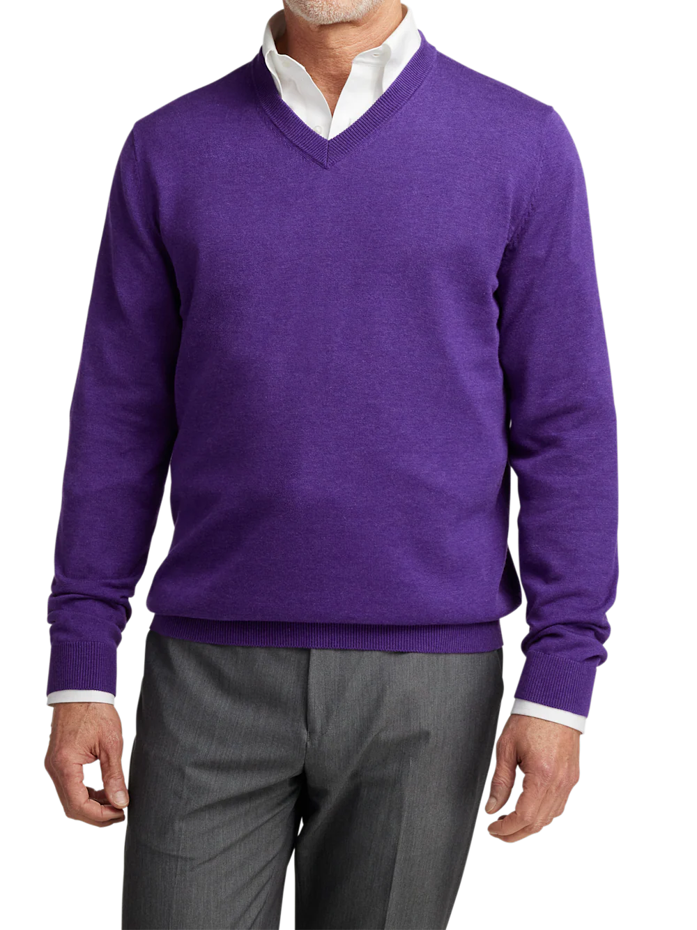 Supima Cotton V-neck Sweater - Purple - Image 2