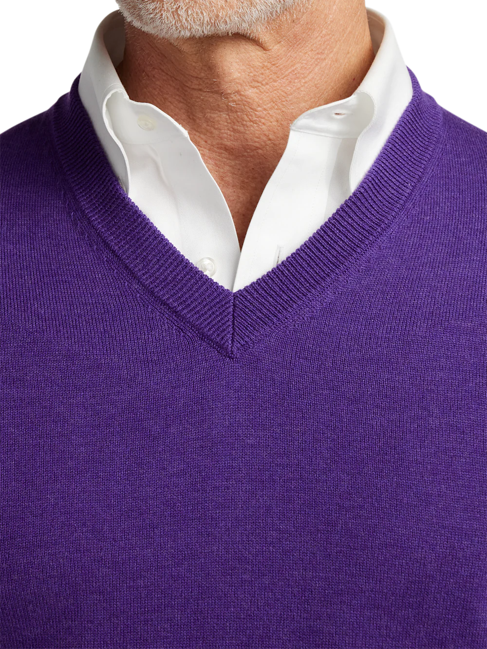 Supima Cotton V-neck Sweater - Purple - Image 3