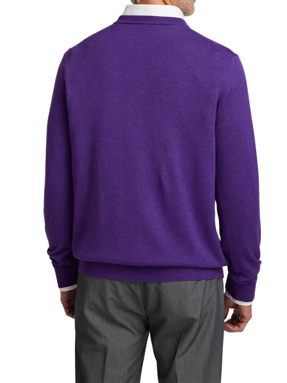 Supima Cotton V-neck Sweater - Purple - Image 5