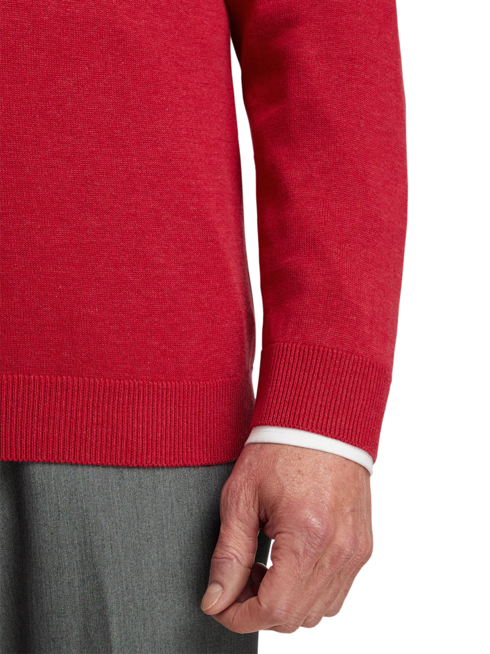 Supima Cotton V-neck Sweater - Red - Image 4