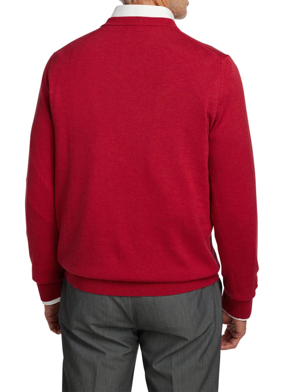 Supima Cotton V-neck Sweater - Red - Image 5