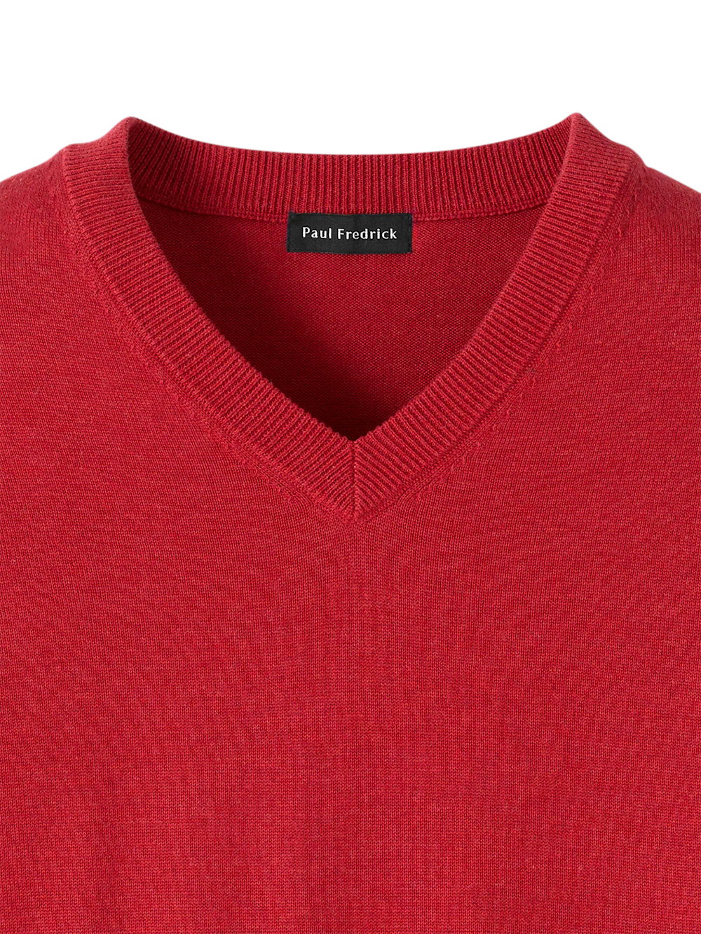Supima Cotton V-neck Sweater - Red - Image 6