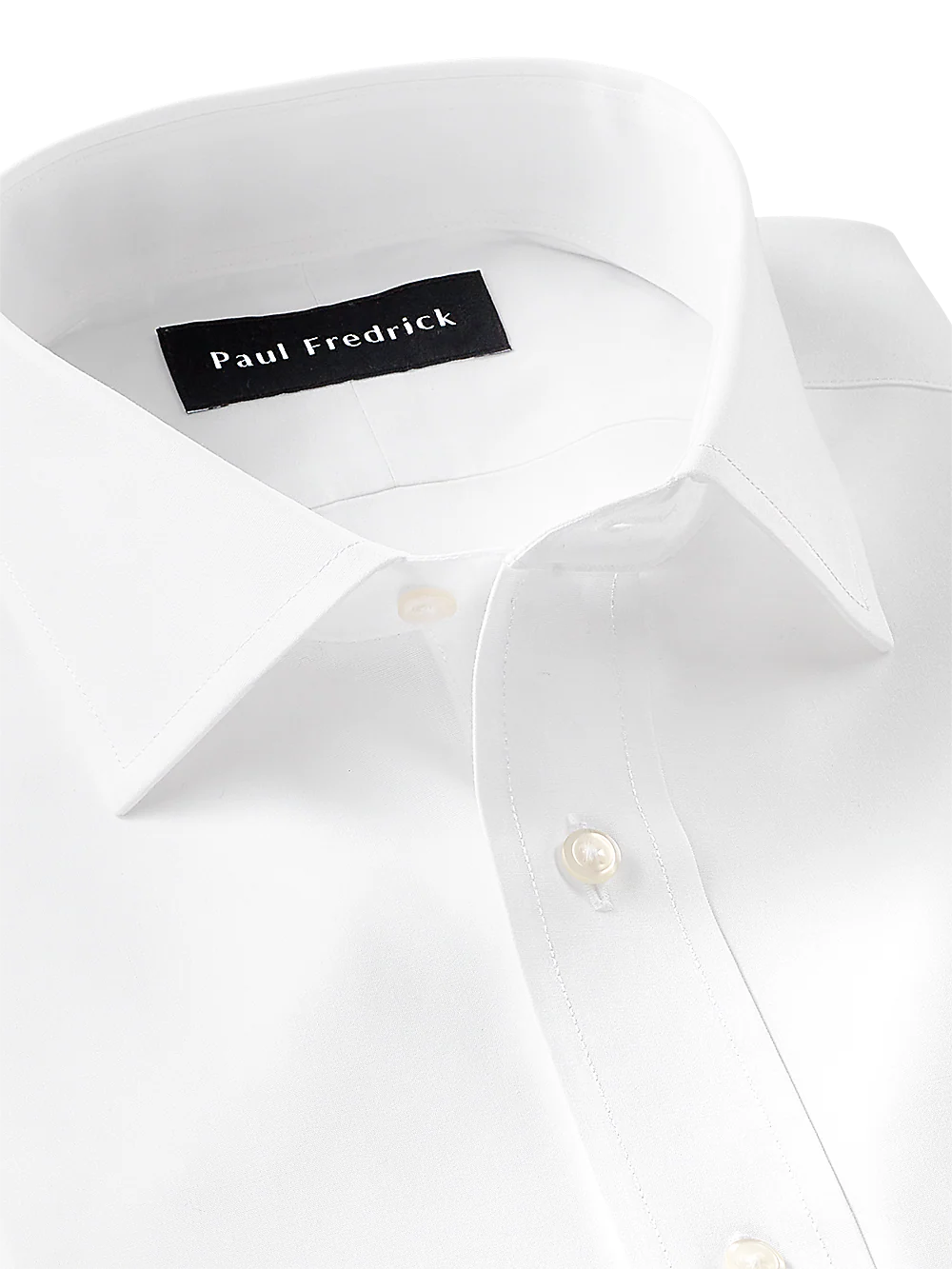 Supima Non-Iron Cotton Solid Color Spread Collar Dress Shirt - White - Image 3