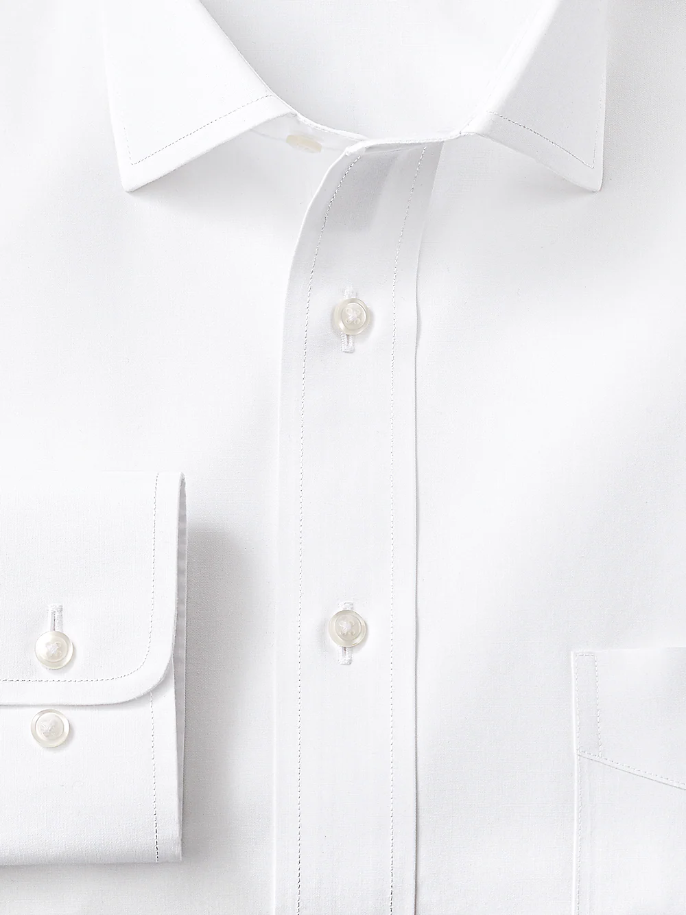 Supima Non-Iron Cotton Solid Color Spread Collar Dress Shirt - White - Image 2