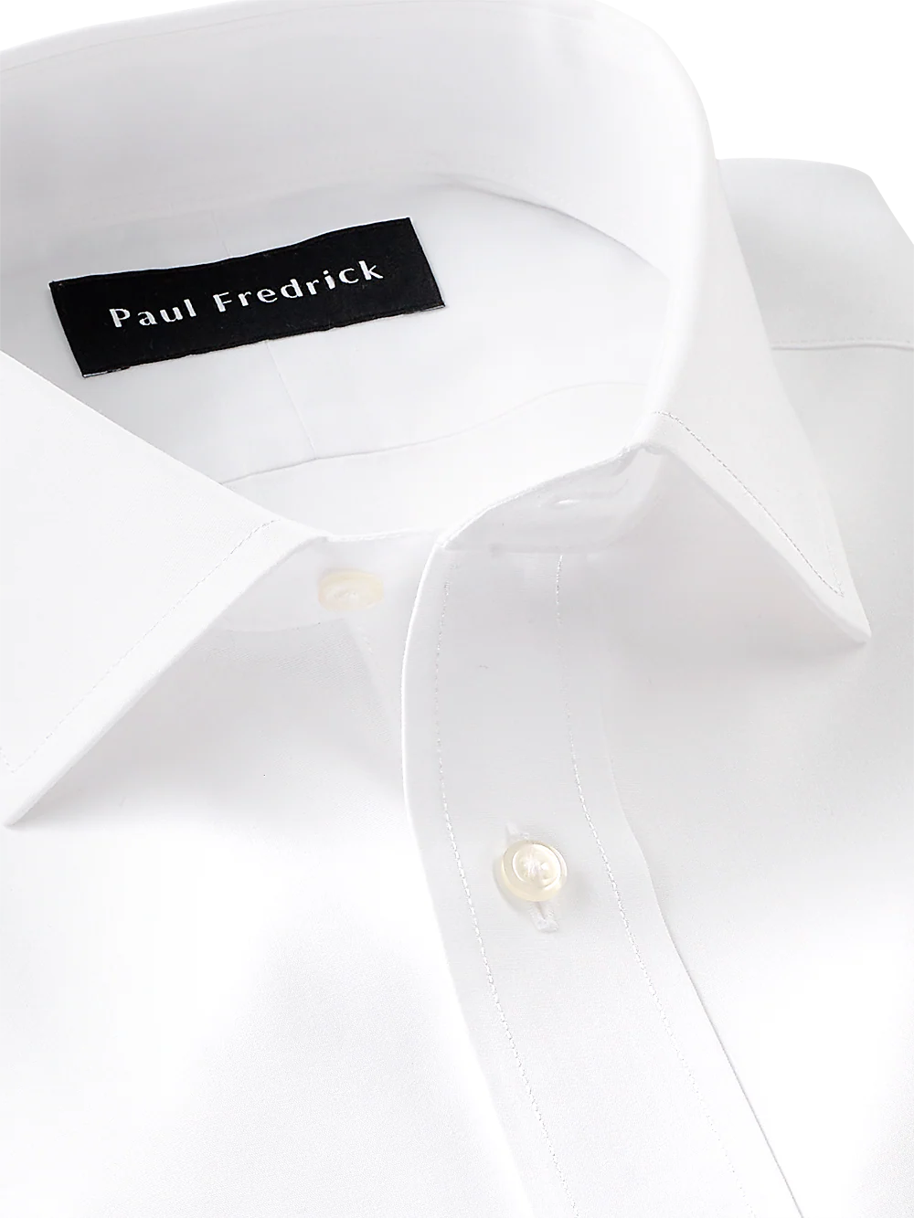 Supima Non-Iron Cotton Solid Color Spread Collar Dress Shirt - White - Image 3
